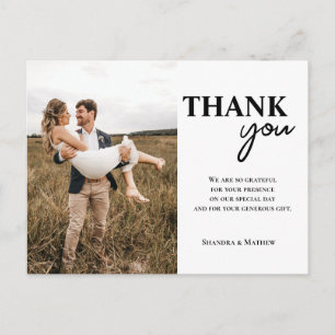 Moderne Minimalistische Foto Hochzeit Vielen Dank Postkarte