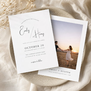Moderne minimalistische Foto-Hochzeitseinladung Einladung