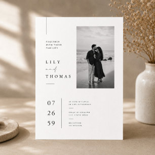 Moderne minimalistische Foto-Hochzeitseinladung. Einladung