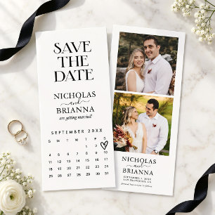 Moderne minimalistische Foto-Kalender-Hochzeitsdat Save The Date