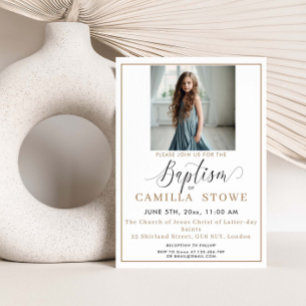 Moderne Minimalistische Foto LDS Taufe Einladung
