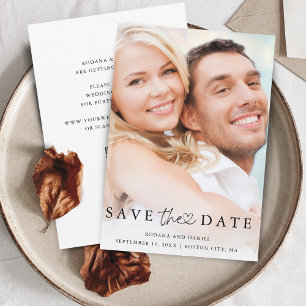 Moderne minimalistische Foto-QR-Code-Details Hochz Save The Date