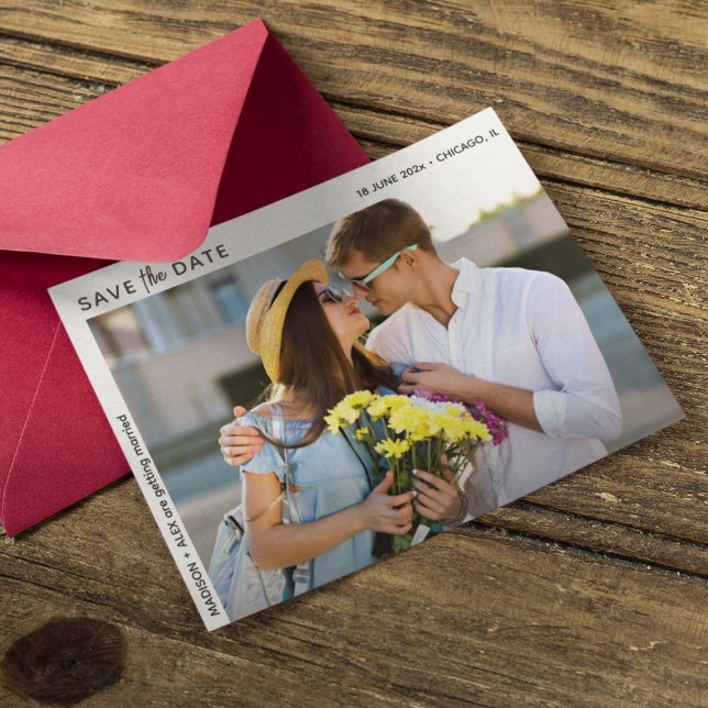 Moderne Minimalistische Foto Save the Date Card (Von Creator hochgeladen)