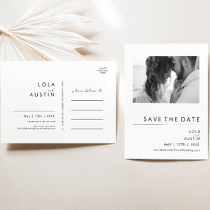 Moderne minimalistische Foto-Save-the-Date-Postkar Einladungspostkarte