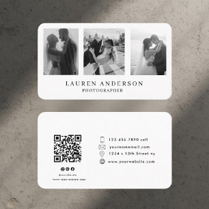 Moderne Minimalistische Foto-Visitenkarte mit QR C Visitenkarte