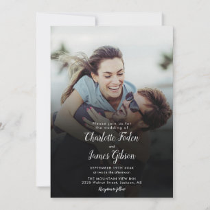 Moderne minimalistische Fotohochzeit Einladung