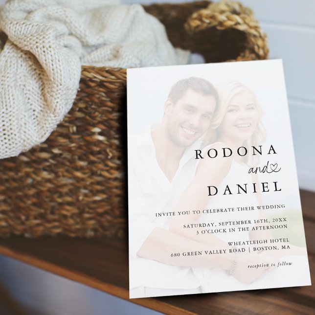 Moderne Minimalistische Fotos Hochzeit mit Details Einladung (Modern Minimalist Photos Wedding w/ Details Invitation)