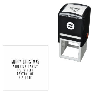 Moderne minimalistische Frohe Weihnachten Rücksend Permastempel