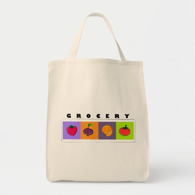 Moderne Minimalistische Früchte- und Gemüse-Illust Tragetasche (Vorne)