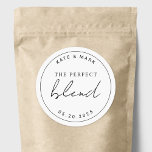 Moderne Minimalistische Gastgeschenk Hochzeit für  Runder Aufkleber<br><div class="desc">Maßgeschneiderte Aufkleber für Kaffee- und Teezubereitungen mit modernem,  minimalistischem Schwarz-Weiß-Design.</div>