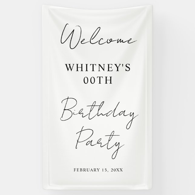Moderne Minimalistische Geburtstagsparty Banner (Vertikal)