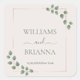 Moderne Minimalistische Geometrische RahmenWedding Quadratischer Aufkleber