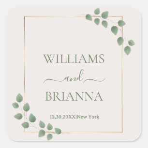 Moderne Minimalistische Geometrische RahmenWedding Quadratischer Aufkleber