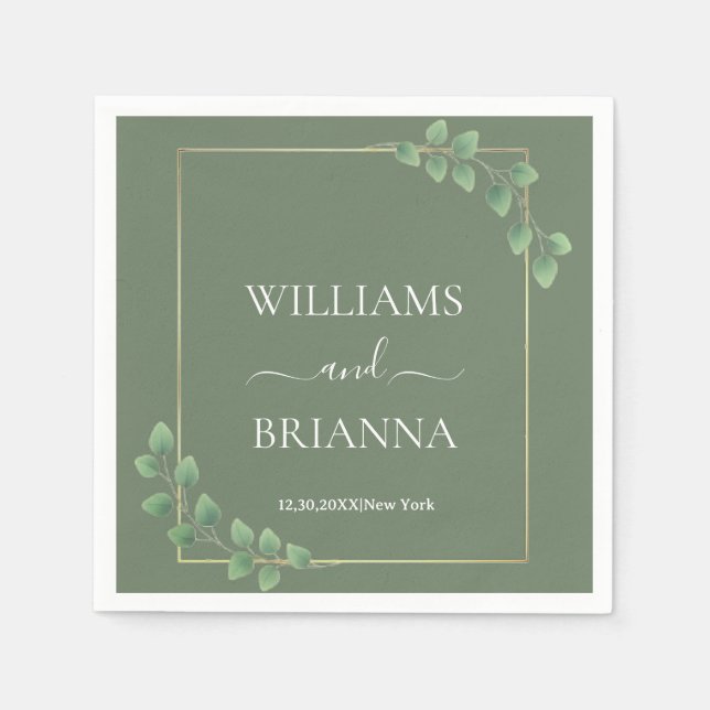 Moderne Minimalistische geometrische RahmenWedding Serviette (Vorderseite)