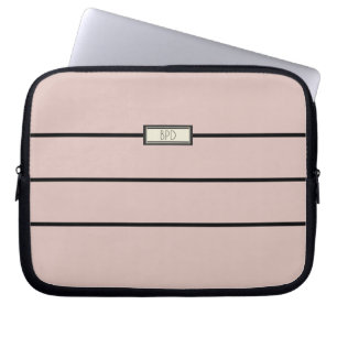 Moderne Minimalistische Gestreifte Monogramm Anfan Laptopschutzhülle