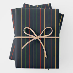 Moderne minimalistische gestreifte Weihnachten Geschenkpapier Set
