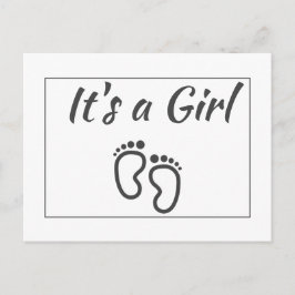Moderne Minimalistische Girl Ankündigung Postkarte