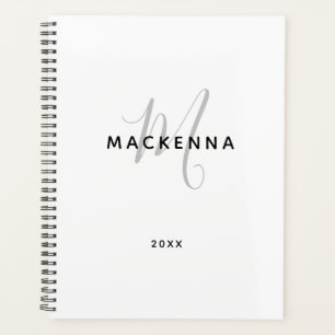 Moderne Minimalistische Girly Monogram Script Name Planer