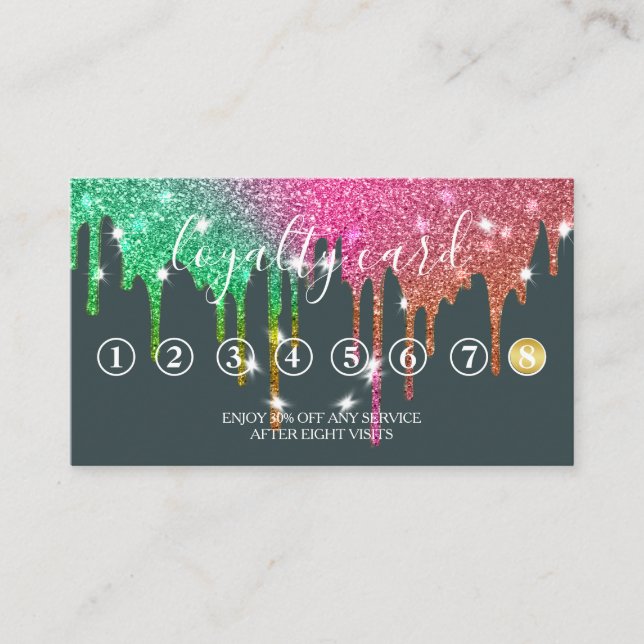 Moderne Minimalistische Gold Glitzer Tropfen Loyal Visitenkarte (Vorderseite)