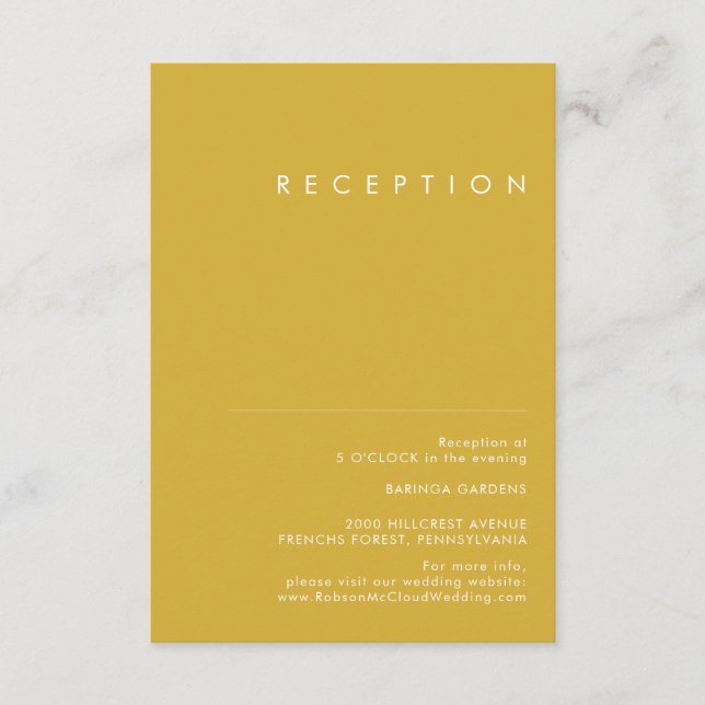 Moderne Minimalistische Gold Hochzeitskarte Begleitkarte (Vorderseite)