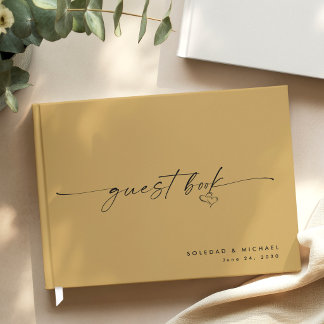 Moderne Minimalistische Gold Schrift Hochzeit Gästebuch
