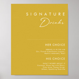Moderne Minimalistische Gold Signature Drinks unte Poster