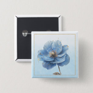 Moderne minimalistische Gold- und blaue Mohn-Knöpf Button