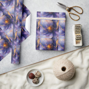 Moderne minimalistische Gold- und Violette Hochzei Geschenkpapier