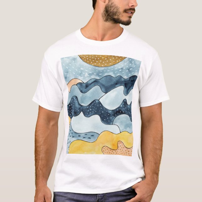 Moderne Minimalistische Goldene Sonnenerscheinung T-Shirt (Vorderseite)