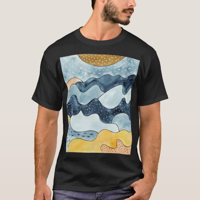 Moderne Minimalistische Goldene Sonnenerscheinung T-Shirt (Vorderseite)