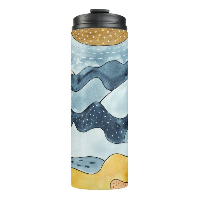 Moderne Minimalistische Goldene Sonnenerscheinung Thermosbecher (Vorderseite)