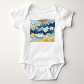 Moderne minimalistische goldene Sonnenillustration Baby Strampler