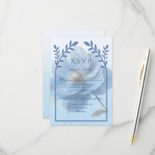 Moderne minimalistische goldene und blaue Hochzeit RSVP Karte