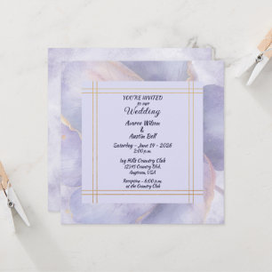Moderne minimalistische goldene und violette Hochz Einladung