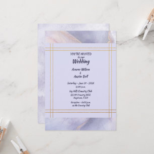 Moderne minimalistische goldene und violette Hochz Einladung