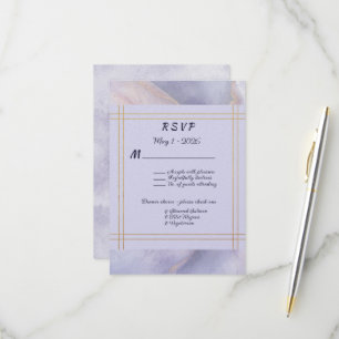 Moderne minimalistische goldene und violette Hochz RSVP Karte