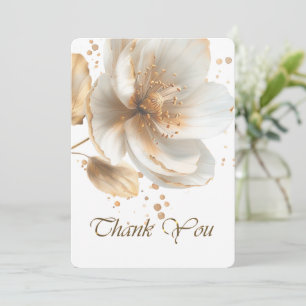 Moderne minimalistische goldene und weiße Hochzeit Dankeskarte