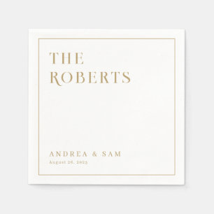 Moderne Minimalistische Goldfamilie Wedding Napkin Serviette