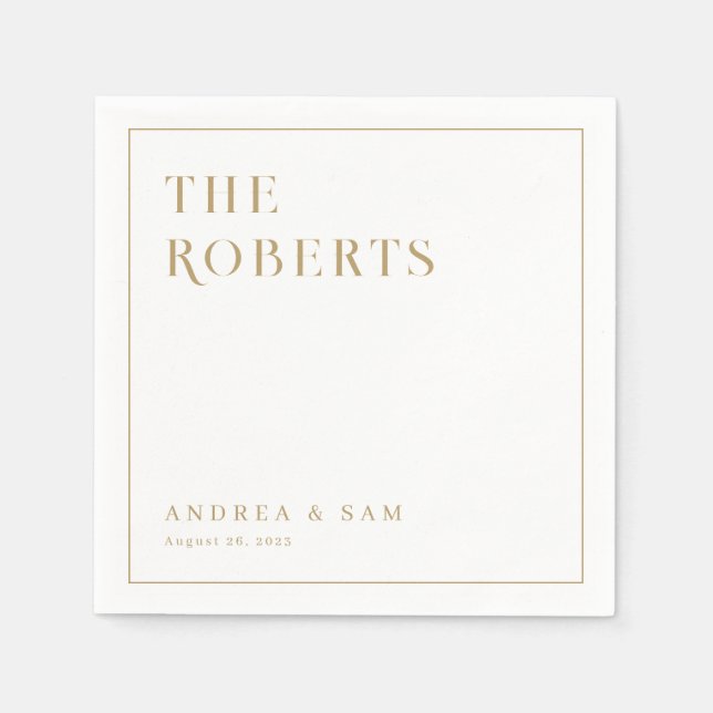 Moderne Minimalistische Goldfamilie Wedding Napkin Serviette (Vorderseite)