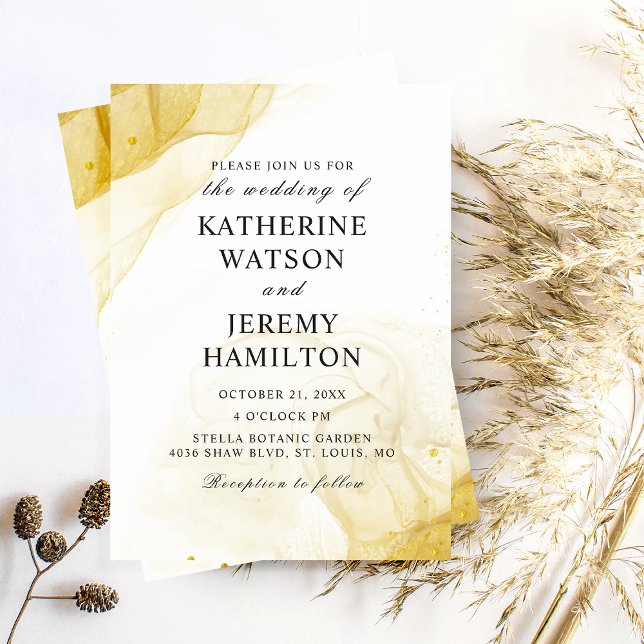 Moderne Minimalistische Goldhochzeit Einladung (Von Creator hochgeladen)