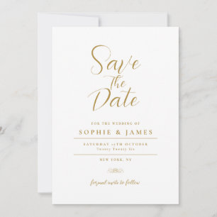 Moderne Minimalistische Goldhochzeit spart das Dat Einladung