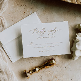 Moderne Minimalistische Goldkalligraphie-Hochzeit RSVP Karte