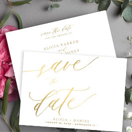 Moderne minimalistische Goldkalligraphie-Hochzeit Save The Date