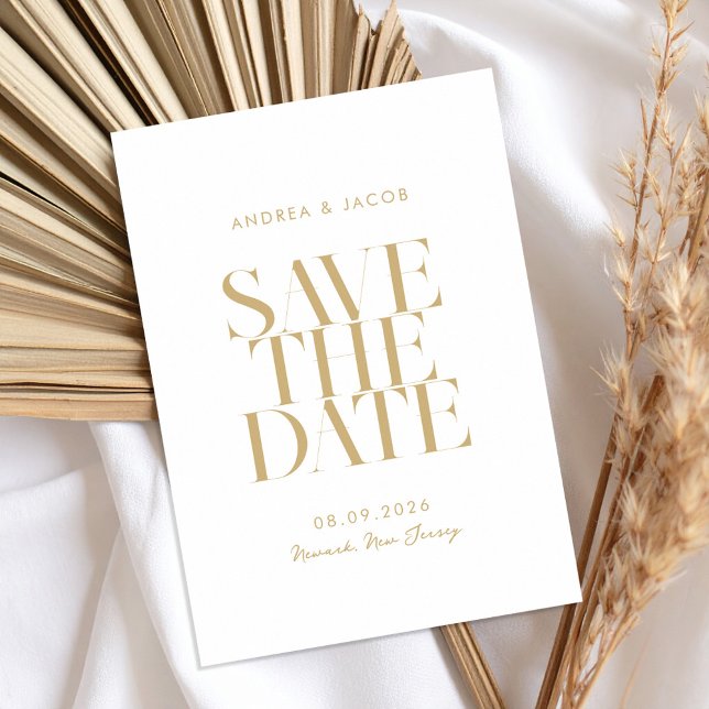 Moderne Minimalistische Goldklasseheihe Save The Date (Von Creator hochgeladen)