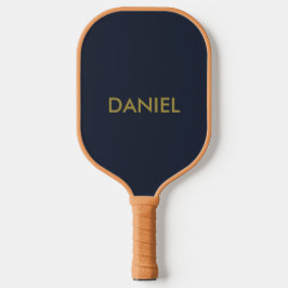 Moderne minimalistische Goldtexte blau Pickleball Schläger
