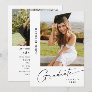 Moderne Minimalistische Grad-2-FOTO-Graduierungspa Einladung