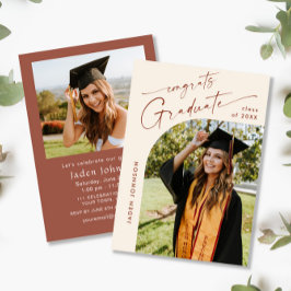 Moderne Minimalistische Grad-2-FOTO-Graduierungspa Einladung