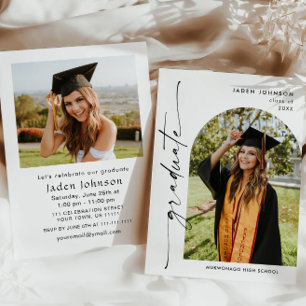 Moderne Minimalistische Grad-2-FOTO-Graduierungspa Einladung
