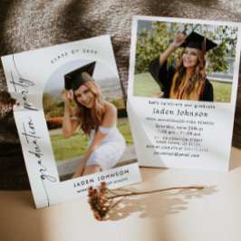 Moderne Minimalistische Grad-2-FOTO-Graduierungspa Einladung