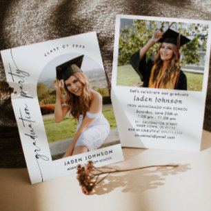 Moderne Minimalistische Grad-2-FOTO-Graduierungspa Einladung